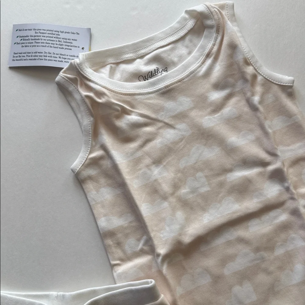 WILDLING NWT 3T Organic Cotton PJ Set Beige Cloud Tank & Matching Pants Girls